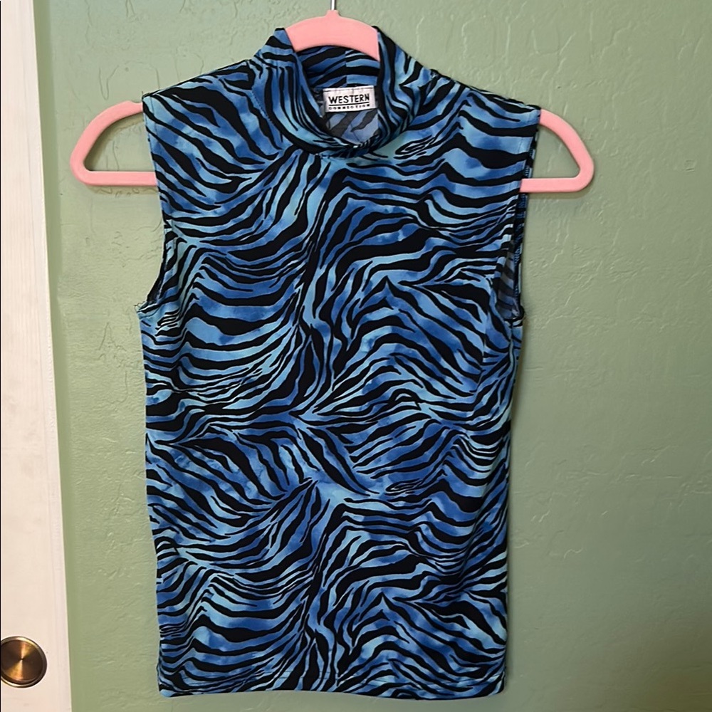 Blue tiger print sleeveless top